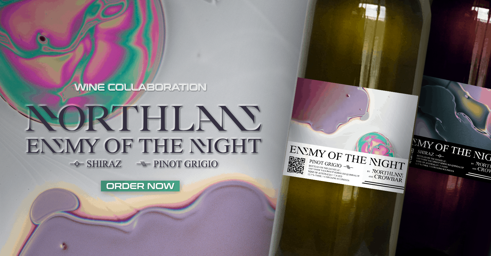 Crowbar Wine Northlane Collaboration Shiraz Pinot Grigio Enemy Of The Night